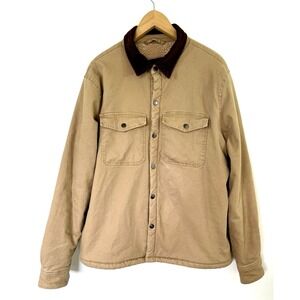 Mens  Sherpa Lined Canvas Jacket Size L Corduroy‎ Collar Country Barn Chore
